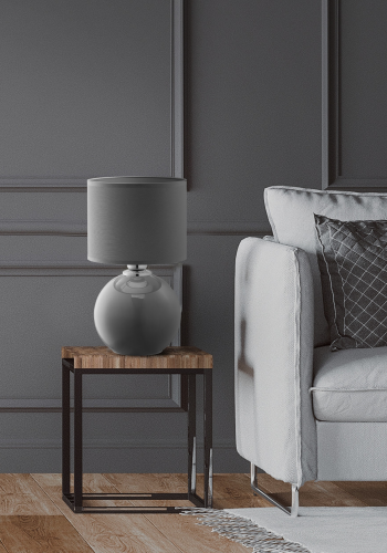 TK Palla bordlampe, Small - grtt stoff og grtt glass