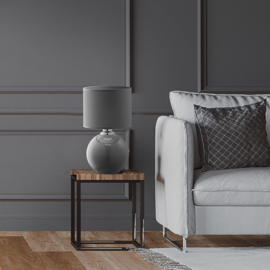 TK Palla bordlampe, Small - grtt stoff og grtt glass