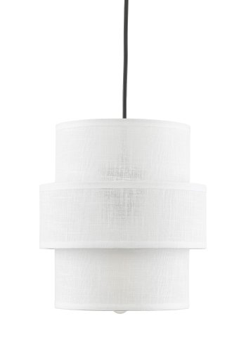 TK Calisto taklampe - hvitt stoff og sort metall