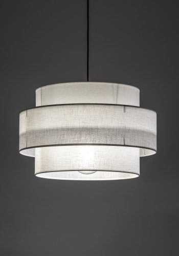 TK Calisto taklampe - hvitt stoff og sort metall