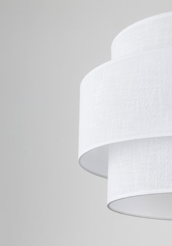 TK Calisto taklampe - hvitt stoff og sort metall