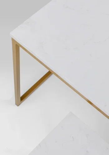 KARE DESIGN Key West innskuddsbord - hvit marmor og gullben, sett med 3 bord