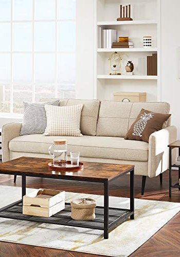 VASAGLE Beistelltisch, mit 2 verstellbaren Gitterböden – rustikale braune Spanplatte und schwarzer Stahl (2er-Set)