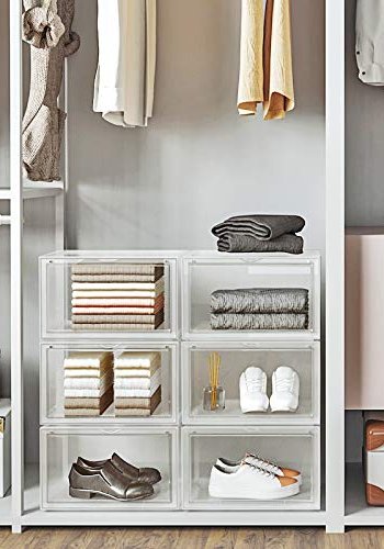 SONGMICS skoboks, stablebar - klar polypropylen (sett med 6)