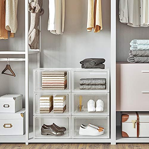 SONGMICS skoboks, stablebar, for UK strrelse 11 - klar plast (sett med 3)