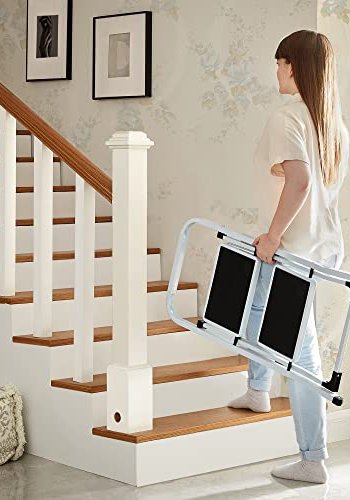 Songmics trappestige, m. 2 trinn, sammenleggbar, sikkerhetslsemekanisme - hvitt stl