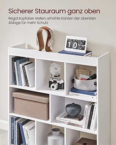 VASAGLE bokhylle, m. 8 rom - hvit sponplate