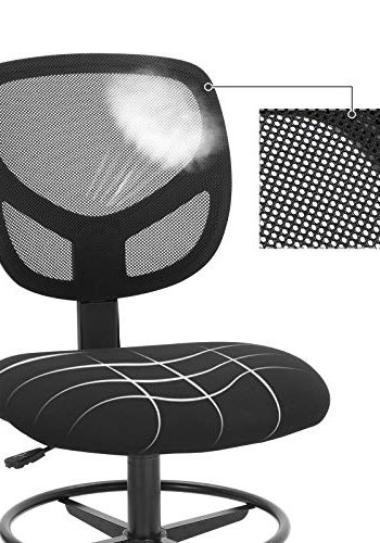SONGMICS kontorstol, m. 360 graders rotasjon, justerbar fotsttte, hydejusterbar, hjul - mesh stoff