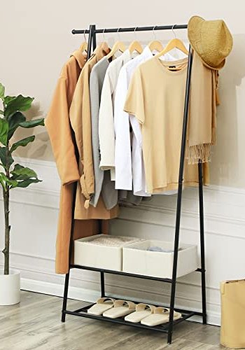 SONGMICS klesstativ, m. 2 hyller - svart jern