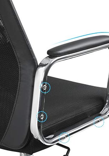 SONGMICS Kontorsstol Skrivbordsstol i mesh Ergonomisk datorstol Andningsbar rygg med std fr huvud och lndrygg Hjdjusterbar upp till 140 kg Svart OBN33BK