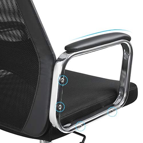 SONGMICS Kontorsstol Skrivbordsstol i mesh Ergonomisk datorstol Andningsbar rygg med std fr huvud och lndrygg Hjdjusterbar upp till 140 kg Svart OBN33BK