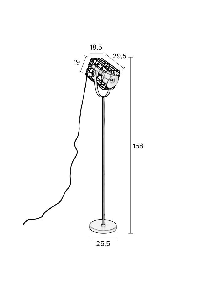 WHITE LABEL LIVING Cage gulvlampe - hvit aluminium