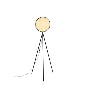 ZUIVER Sien Stehleuchte – natürliches Rattan und braunes Walnussfurnier