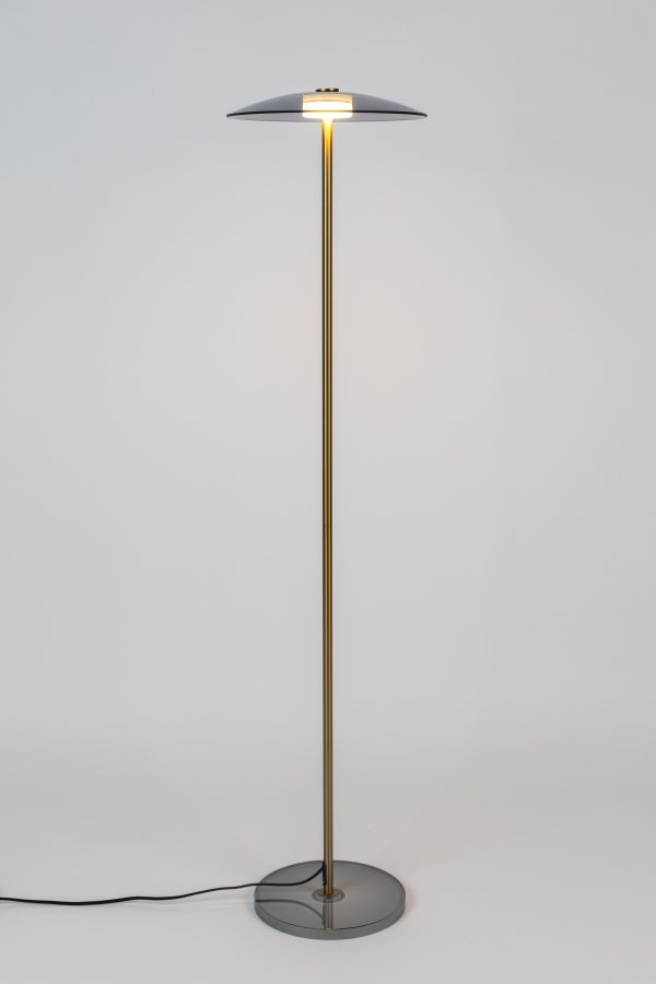ZUIVER Float gulvlampe - glass og gulljern
