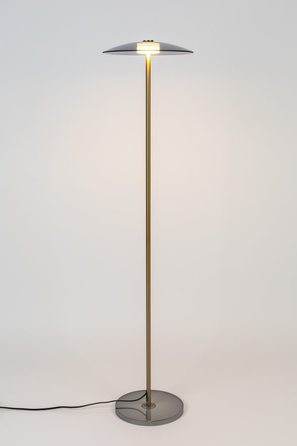 ZUIVER Float gulvlampe - glass og gulljern
