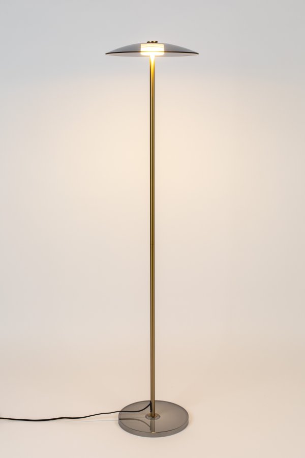 ZUIVER Float gulvlampe - glass og gulljern