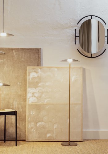 ZUIVER Float gulvlampe - glass og gulljern