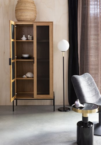 ZUIVER Orion gulvlampe - opalt glass og sort marmor