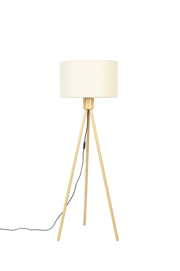 ZUIVER Vifte gulvlampe - hvit og naturlig bambus