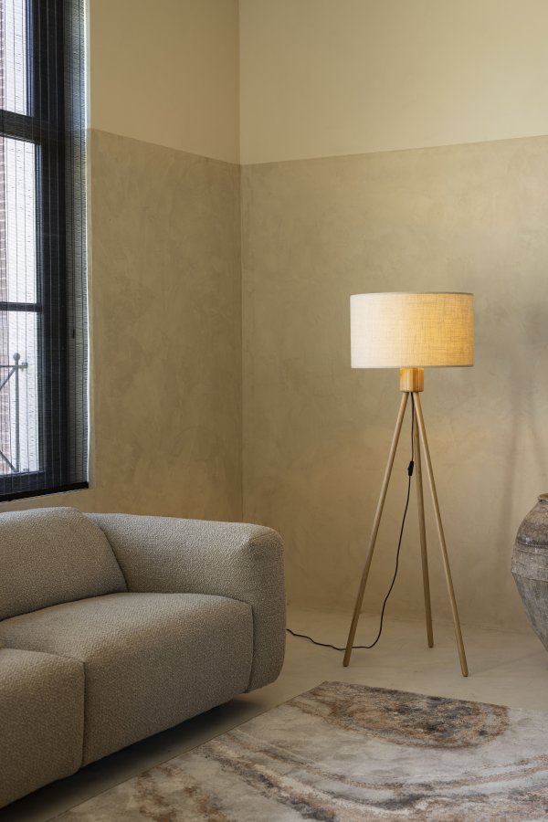 ZUIVER Vifte gulvlampe - hvit og naturlig bambus