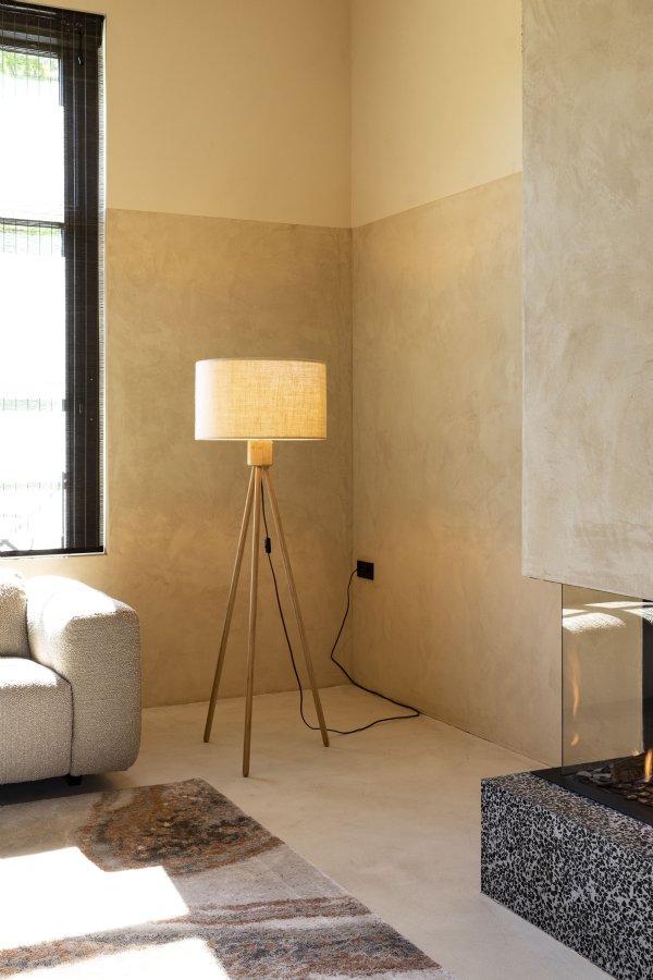 ZUIVER Vifte gulvlampe - hvit og naturlig bambus