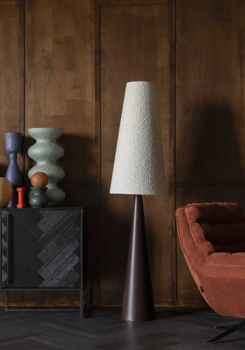 DUTCHBONE Miki gulvlampe - hvitt boucléstoff og svart jern