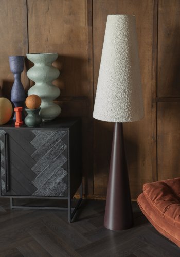 DUTCHBONE Miki gulvlampe - hvitt boucléstoff og svart jern