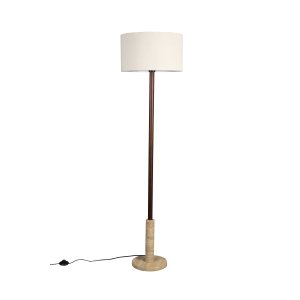 DUTCHBONE Jackson gulvlampe - linned, valnddefarvet tr og kalksten