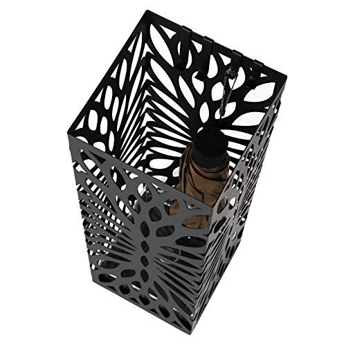 SONGMICS paraplyholder, firkantet, m. 4 kroker og avtagbart dryppbrett - svart metall