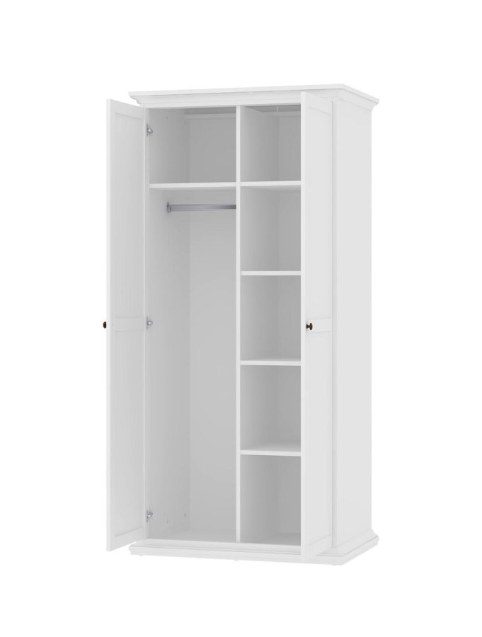 
TVILUM Paris garderobeskab - hvidt laminat, 2 låger, 4 hylder
