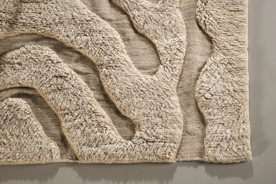 VIND COLLECTION Trondheim x Josefin Lustig teppe, firkantet - beige ull (400x400)