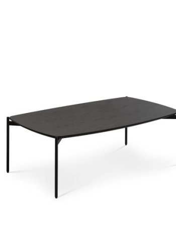 Couchtisch Malta, rechteckig – schwarzes Eschenfurnier und schwarzes Metall (120 x 70 x H: 42)