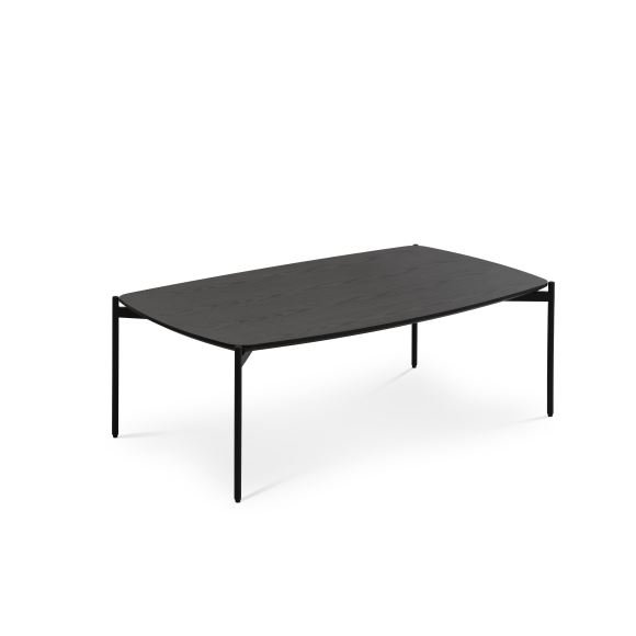 Couchtisch Malta, rechteckig – schwarzes Eschenfurnier und schwarzes Metall (120 x 70 x H: 42)