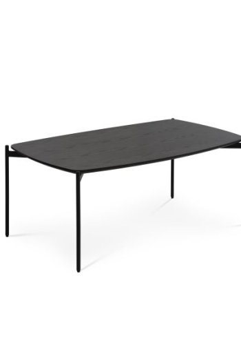 Couchtisch Malta, rechteckig – schwarzes Eschenfurnier und schwarzes Metall (120 x 70 x H: 50)