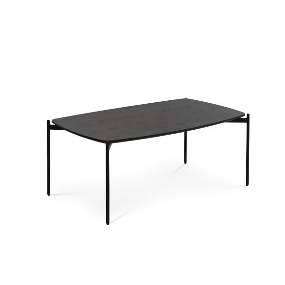 Couchtisch Malta, rechteckig – schwarzes Eschenfurnier und schwarzes Metall (120 x 70 x H: 50)