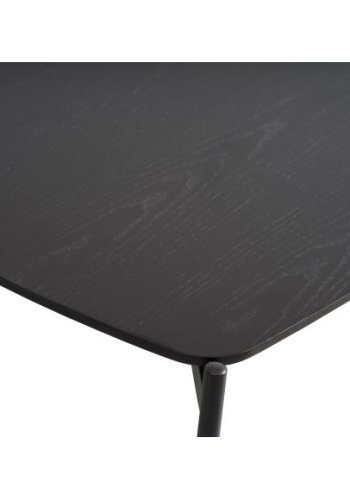 Couchtisch Malta, rechteckig – schwarzes Eschenfurnier und schwarzes Metall (120 x 70 x H: 50)