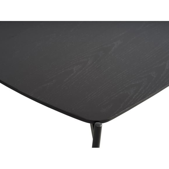 Couchtisch Malta, rechteckig – schwarzes Eschenfurnier und schwarzes Metall (120 x 70 x H: 50)