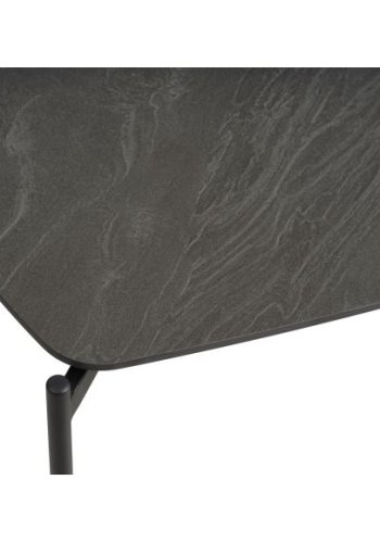 Couchtisch Malta, rechteckig – anthrazitgraue Keramik und schwarzes Metall (120 x 70 x H: 50)