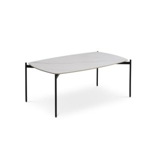 Malta soffbord, rektangulärt - vit keramik och svart metall (120x70xH:50)