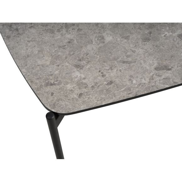 Couchtisch Malta, rechteckig – beigefarbenes Terrazzo-HPL und schwarzes Metall (120 x 70 x H: 42)