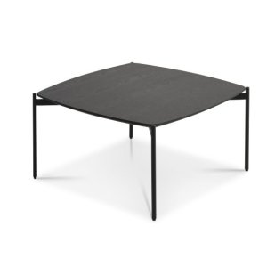 Malta soffbord, fyrkantigt - svart askfaner och svart metall (80x80xH:42)