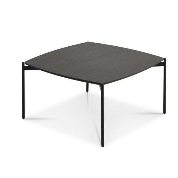 Malta salongbord, firkantet - svart askefiner og svart metall (80x80xH:50)