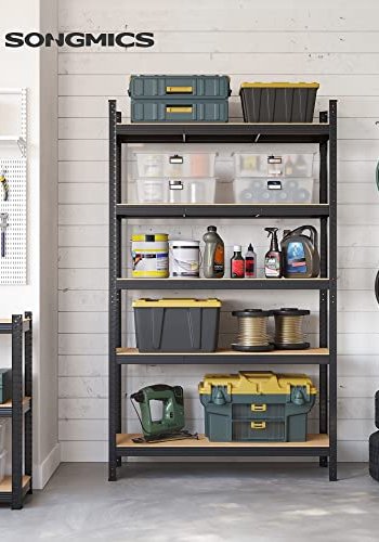 SONGMICS hylle for verktyrom, m. 5 hyller - naturlig MDF og sort stl