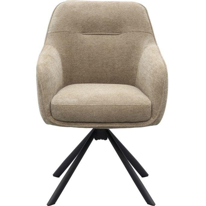 Avola drejestol, m. arml�n - taupe chenille polyester stof og sort st�l