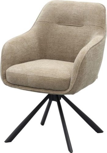 Avola drejestol, m. arml�n - taupe chenille polyester stof og sort st�l