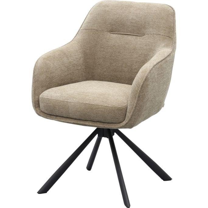 Avola drejestol, m. arml�n - taupe chenille polyester stof og sort st�l