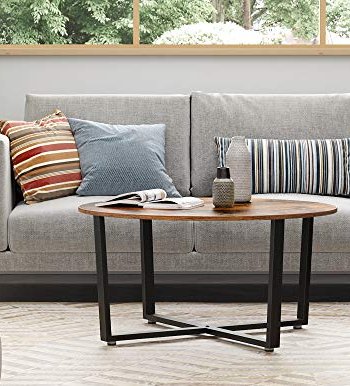 VASAGLE salongbord, rundt - brun sponplate og sort stl (88)