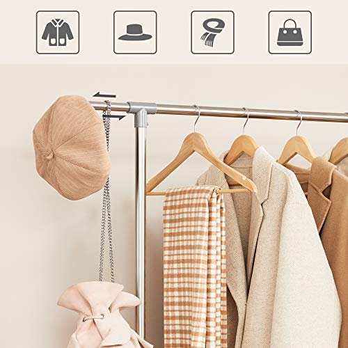 SONGMICS klesstativ, hydejusterbar, m. 2 henger og hjul - grtt rustfritt stl