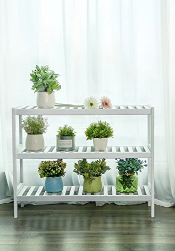 SONGMICS skohylle, m. 3 hyller - hvit bambus (70x26)