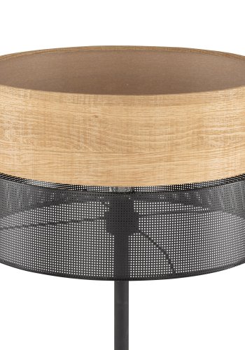 TK Nicol gulvlampe - naturfiner og sort PVC folie/metall